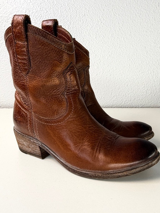 Frye Shoes - Frye Brown Leather Short Western Boots Womens 5.5 B Cowboy Ankle bootie